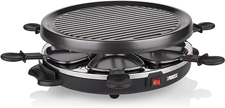 Tristar Appareil à raclette 6 poêlons RA-2998, Plaque Grill et crêpière,  Noir